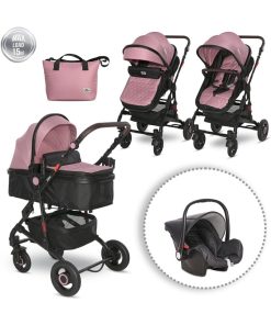 Poussette combinée trio 3 en 1 - siège auto 0m – nacelle – Alba – rose - Rose