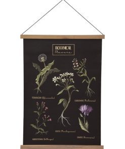 Toile à suspendre Botanical Flowers 50x70 cm - Noir