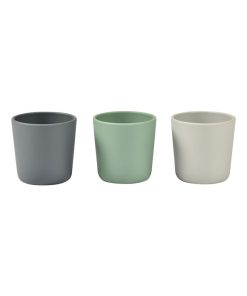 Lot de 3 gobelets en silicone grey/sage/velvet - Vert d'eau