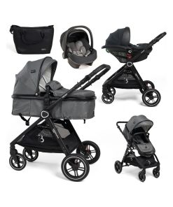BEBELISSIMO - Poussette combinée trio 3 en 1 - siège auto I-size 40-87cm – 0 - 22kg - Nicea - gris - Gris