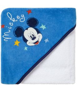 Cape de bain 80x80 cm velours - Mickey Cool - Bleu