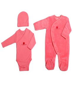 Eveil Et Nature Set Dorsbien Velours /body/bonnet Coton Bio - Rouge