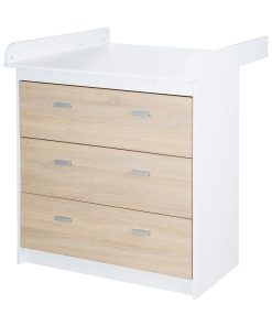 ROBA Commode à Langer "Gabriella" – avec Plan à Langer Amovible – 3 Tiroirs – bicolore - Blanc Marron