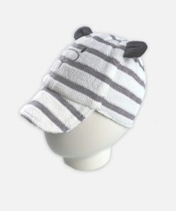 Casquette rayée grise en coton - Gris