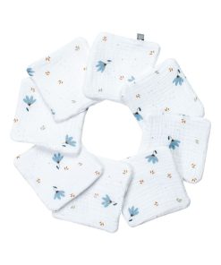 Lingettes bébé lavables 8 pièces, Bleuet - Blanc