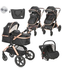 Poussette combinée trio 3 en 1 - siège auto 0m – nacelle - 0-22kg – Viola – noir - Noir