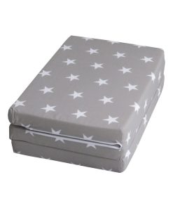 ROBA Matelas de Voyage Little Stars 60 x 120 cm Pliable + Sac de Transport - Gris Blanc