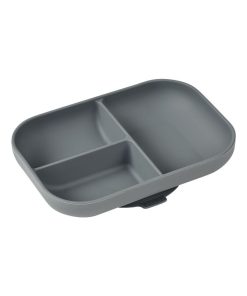 Assiette compartimentée à ventouse en silicone Minéral - Gris