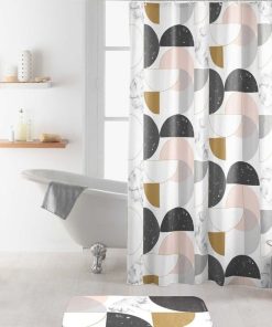 Rideau de douche 180x200 Geomarbre rose - Rose
