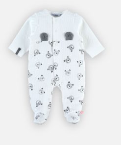 Pyjama dors-bien jersey gaufré, - Blanc