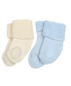 Chaussettes bébé en coton éponge bouclette biologique lot de 2 paires - Bleu
