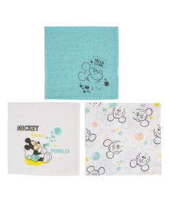 Lot de 3 langes Mickey Little One - 60x60 cm - Bleu