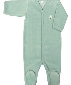 Eveil Et Nature Pyjama Velours Coton Bio - Vert d'eau