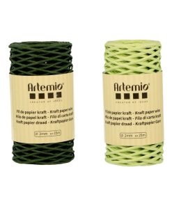 2 bobines fil kraft vert bouteille/vert anis 2mm x 25 m - N/A