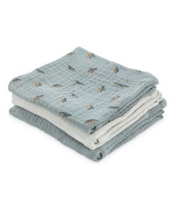 3 langes 55x55cm PEPPY PENGUINS mix bleu - Bleu