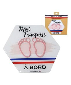 Adhésif / Autocollant bébé à bord - Français(e) à bord - Rose