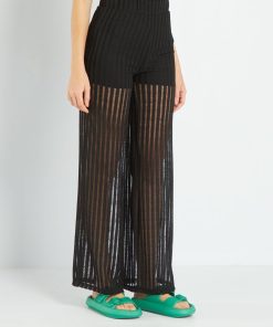 Pantalon large transparent - noir
