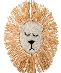 Décoration Murale Tête De Lion Safari Graou (48 Cm) - Beige