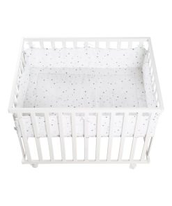 ROBA Parc bébé 75 x 100 cm + Tapis de Parc "Sternenzauber" - Bois Blanc - Blanc