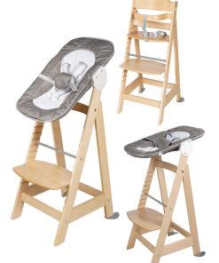 ROBA Chaise Haute Évolutive "Born Up" + Transat "Sternenzauber" - Naturel/Gris Foncé - Gris foncé