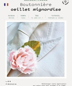 Coffret DIY papier- Boutonnière Œillet Rose - N/A