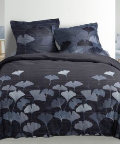 Housse de couette 240x260 + 2 taies Alix coton percale 78 fils - Gris