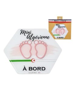 Adhésif / Autocollant bébé à bord - Algérien(ne) à bord - Rose - Rose