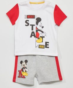 Ensemble t-shirt + short 'Mickey' - 2 pièces - blanc/gris