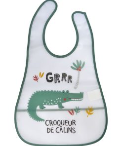 Bavoir bebe avec recuperateur Crocodile - Vert