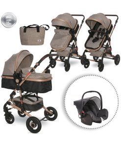 Poussette combinée trio 3 en 1 - siège auto 0m – nacelle – Alba – beige - Beige