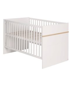 ROBA Lit bébé évolutif "Pia" - 70x140 - Convertible - Hauteur Réglable - Blanc/Décor 'San Remo' - Blanc