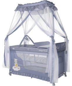 Lit parapluie bébé avec BALDAQUIN – Lit pliant / pliable à bascule Magic - gris - Gris