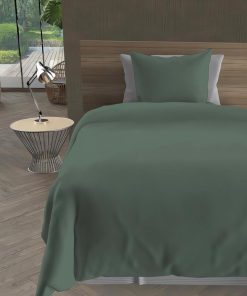 Parure Housse de couette microfibre lavee intemporel - Kaki