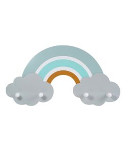 Porte-manteau mural forme arc-en-ciel en bois - Bleu ciel