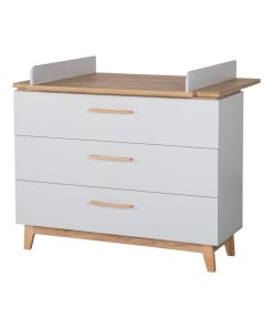ROBA Commode à Langer "Caro" – avec Plan à Langer Amovible – 3 Tiroirs – gris clair/ chêne doré - Gris Marron