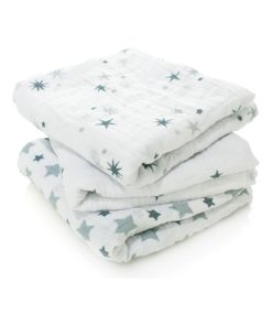 Lot de 3 langes Musy étoile Twinkle (70 x 70 cm) - Gris