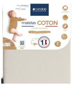 Matelas Bébé Organic Coton - 70 cm x 140 cm x 12 cm - Beige