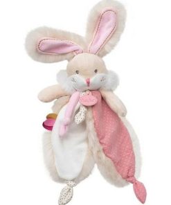 doudou Babynat Lapin Beige Rose BN0385 Lou Plat - Beige