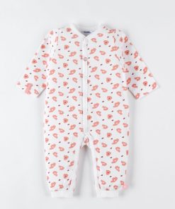 Pyjama sans pied à imprimé léopard en jersey, écru/rose - Rose