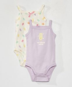 Lot de 2 bodies 'glace' - Blanc/violet