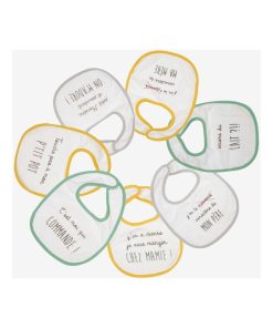 Lot de 7 bavoirs phrases rigolotes bébé Kinousses - Blanc