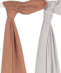 Lot de 2 maxi langes en bambou caramel (115 x 115 cm) - Marron