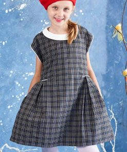 Robe intersaison  carreaux tartan fils lurex  EDIMBOURGH - 'LA FAUTE A VOLTAIRE' - gris anthracite