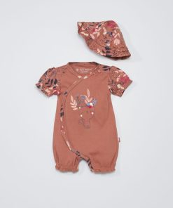 Barboteuse + chapeau 'Petit Beguin' - marron