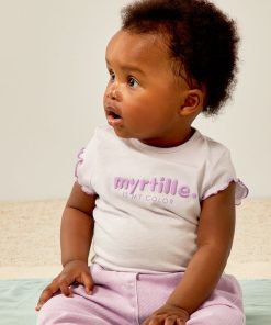 Tee-shirt en jersey avec bords volantés - Violet