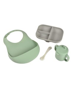 Coffret repas en silicone les essentiels (4 pièces) - Gris Vert Gris