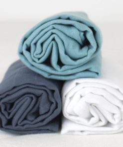 Lot de 3 langes en coton bio bleu ardoise (60 x 60 cm) - Bleu
