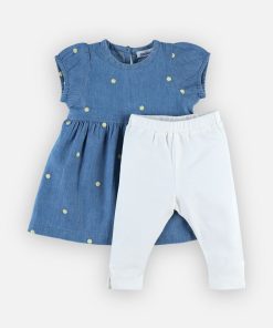 Set robe + legging, denim - Bleu