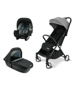 Poussette Combinée 3 En 1 Orla + Siège Auto Beone + Nacelle Poussette Flora - Noir Gris