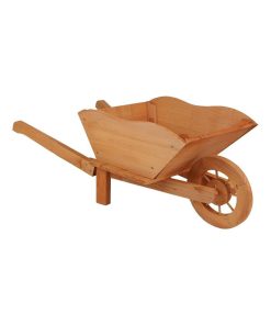 Porte plantes brouette bois naturel - Beige